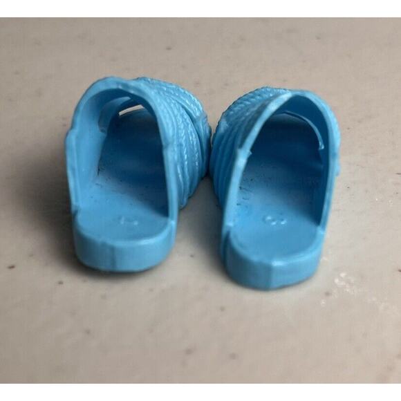 Barbie doll KEN Shoes Black & Gold Boots & Blue Sandal Flip Flops Lot 3 Pairs - Picture 9 of 12
